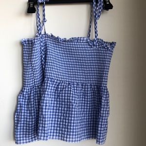 NWOT Blue Picnic Peplum Top